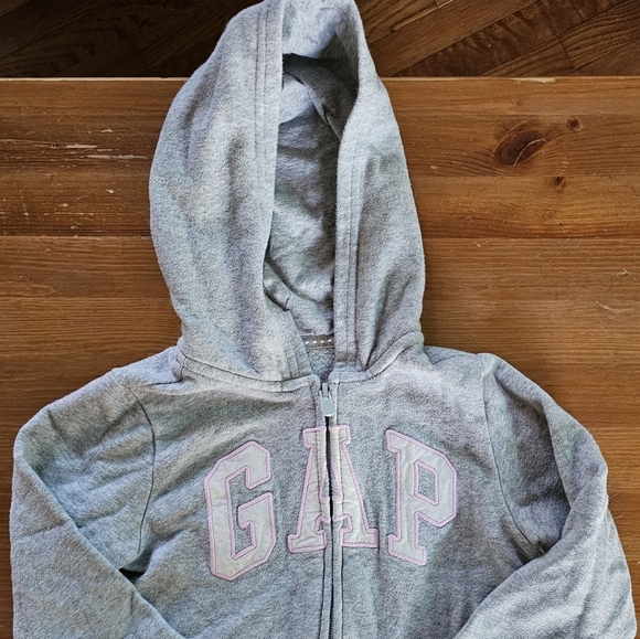 Girls size 5 GAP hoodie grey and pink letters with glitter - Picture 2 of 4